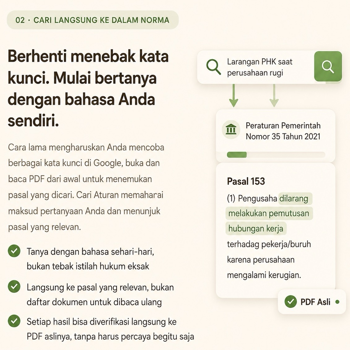 Pencarian semantik Paralegalku untuk menemukan pasal yang relevan