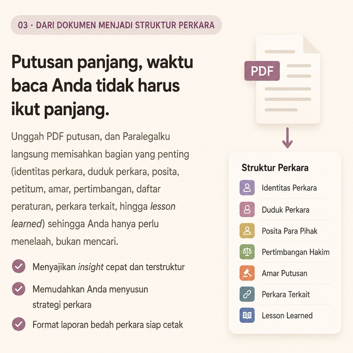 Proses Bedah Putusan Paralegalku mengubah PDF menjadi struktur perkara